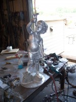 The statue was then recast in aluminum and fabricated